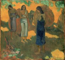 Three Tahitian Women Against a Yellow Background, 1899. Creator: Paul Gauguin