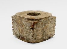 Three-tier tube (cong ?) with masks, Late Neolithic period, ca. 3300-2250 BCE. Creator: Unknown