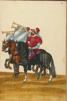 Three Trumpeters on Horseback, about 1560-1570. Creator: Unknown