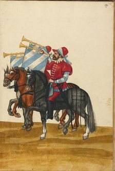 Three Trumpeters on Horseback, about 1560-1570. Creator: Unknown