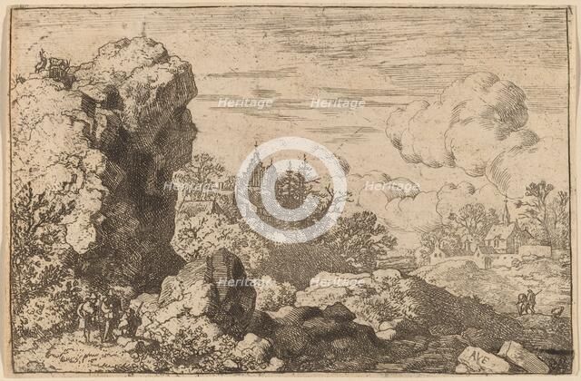 Three Travelers at the Foot of a High Rock, probably c. 1645/1656. Creator: Allart van Everdingen.