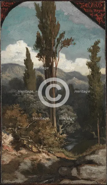 Three Trees: Italy, 1871. Creator: Elihu Vedder (American, 1836-1923).