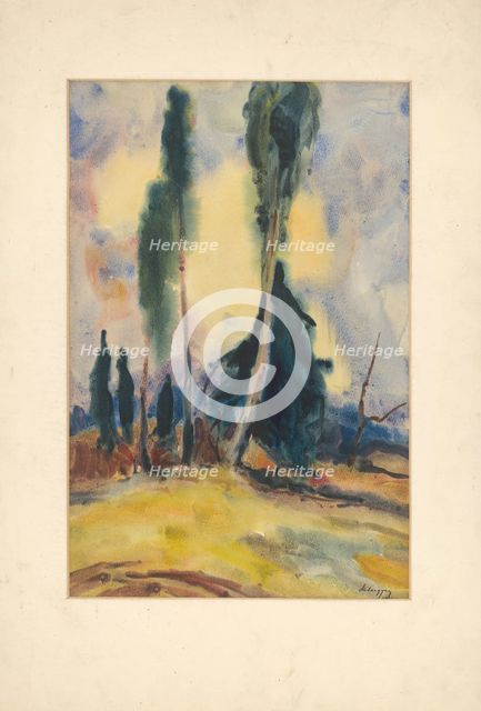 Three Trees on the Plain, 1929. Creator: Zolo Palugyay.