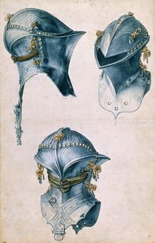 Three Views of a Jousting Helmet, c. 1500. Creator: Dürer, Albrecht (1471-1528)