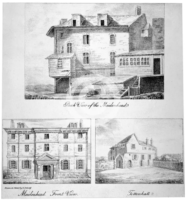 Three views of Toten Hall, Tottenham Court Road, St Pancras, London, c1810. Artist: Anon