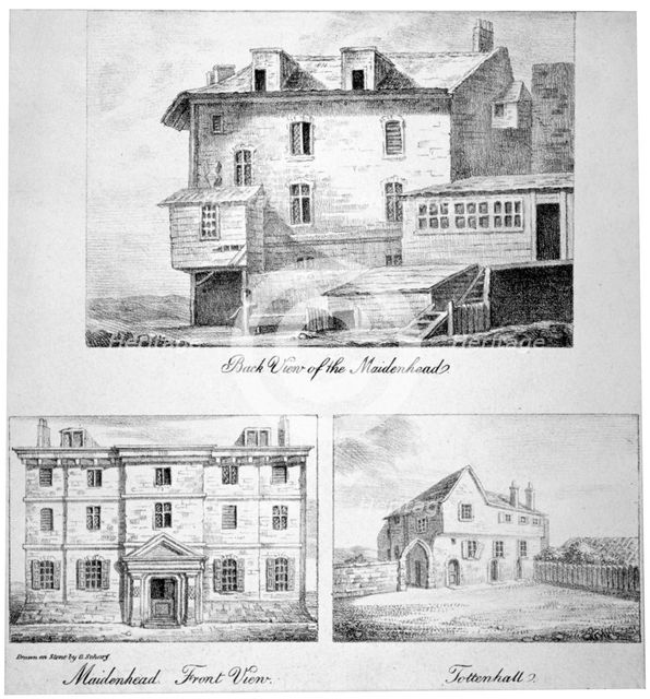 Three views of Toten Hall, Tottenham Court Road, St Pancras, London, c1810. Artist: Anon