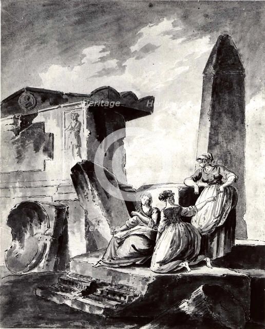 Three Young Girls by Ruins, ca. 1790. Creator: copy after Hubert Robert.