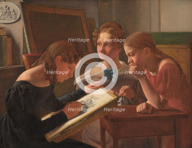 Three Young Girls. The Artist's Sisters: Alvilde, Ida and Henriette, 1827. Creator: Constantin Hansen.