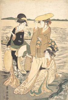 Three Young Ladies by the Seashore. Creator: Utagawa Toyokuni I