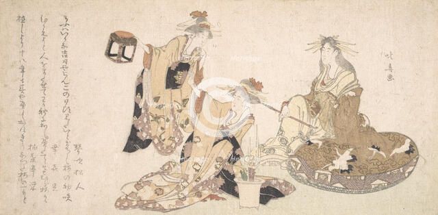 Three Young Ladies Visiting Together. Creator: Hokuba.