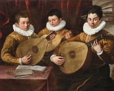 Three young lute players, First Half of 17th cen.. Creator: Lambri; Stefano (Stefanino da Cremona) (1595/96-1658)