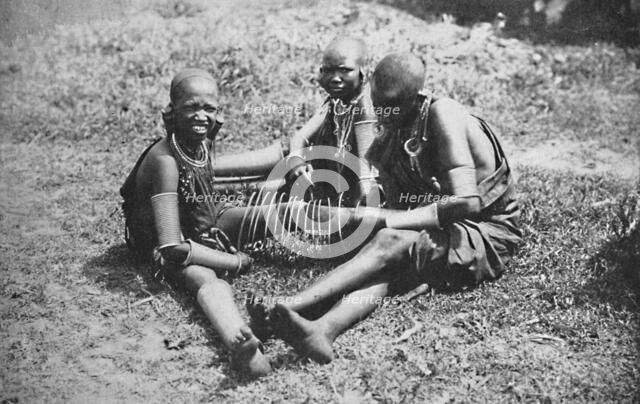 Three young Masai women, 1912. Artist: Unknown.