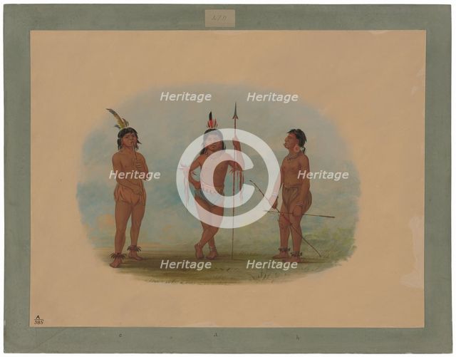 Three Young Tobos Men, 1854/1869. Creator: George Catlin.