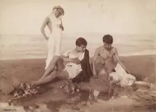 Three youths dressed in pseudo-ancient Greek or Roman costume, Taormina, Sicily, c1890s. Creator: Count Wilhelm von Gloeden