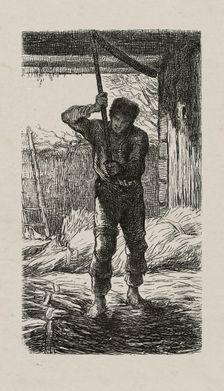 Thresher, 1853, after drawing made in 1852. Creator: Jacques-Adrien Lavieille