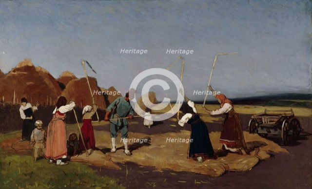 Threshing, mid-late 19th century. Creator: Nikolai Dmitrievich Dmitriev-Orenburgsky.