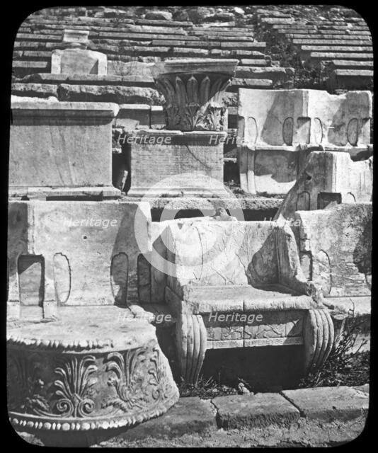 Throne of the priest, Temple of Dionysus, Athens, Greece, late 19th or early 20th century. Artist: Unknown
