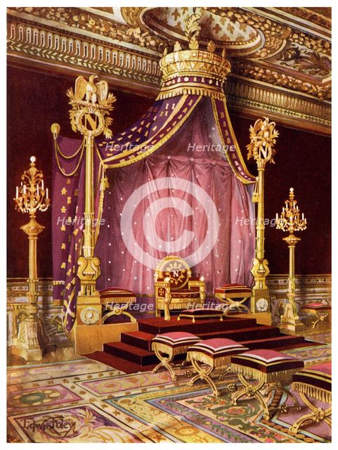 Throne room in the Palace of Fontainebleau, France, 1911-1912.Artist: Edwin Foley