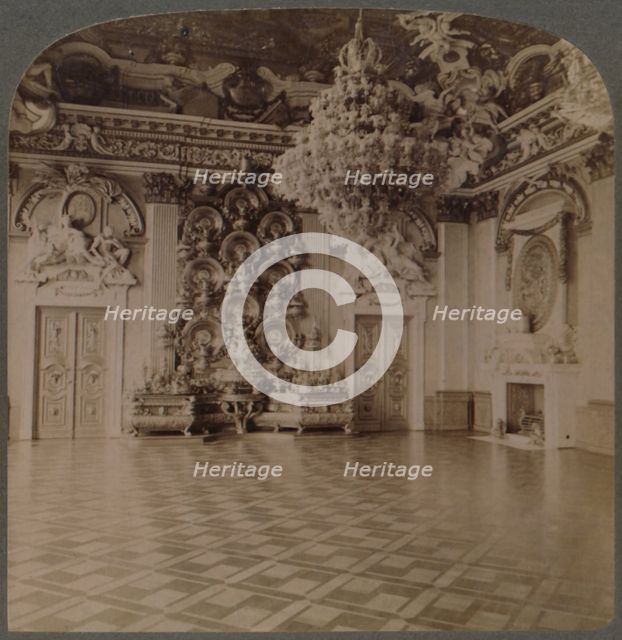 'Throne Room, Royal Palace, Berlin, with-plate-laden sideboard and regal decorations, Germany', 1903 Creator: Underwood & Underwood.
