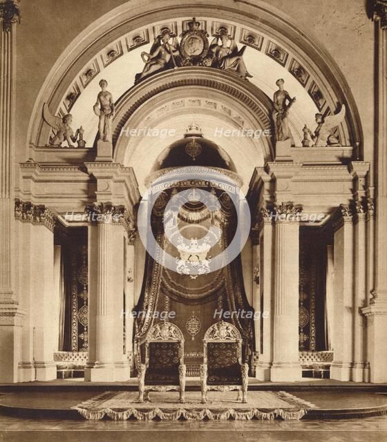 Thrones in the ballroom at Buckingham Palace, 1935. Artist: Unknown.