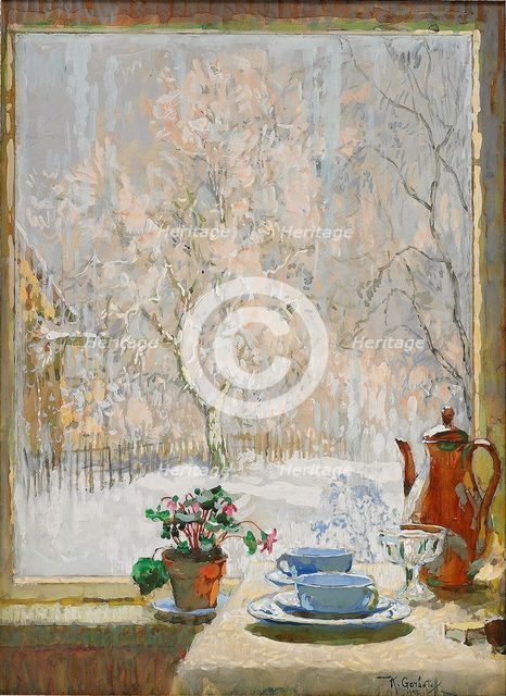 Through the Window in Winter, 1945. Artist: Gorbatov, Konstantin Ivanovich (1876-1945)