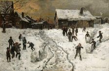 Throwing Snowballs, 1885. Creator: Gerhard Munthe