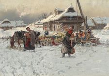Throwing snowballs, 1892. Creator: Veshin, Jaroslav (1859-1915)
