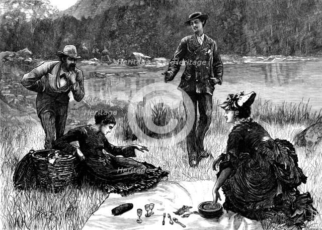 "Tita's Wager", drawn by H. Herkomer, 1873. Creator: Joseph Swain.