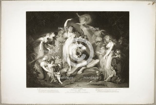 Titania and Bottom with the Ass's Head, 1796. Creator: Jean Pierre Simon.