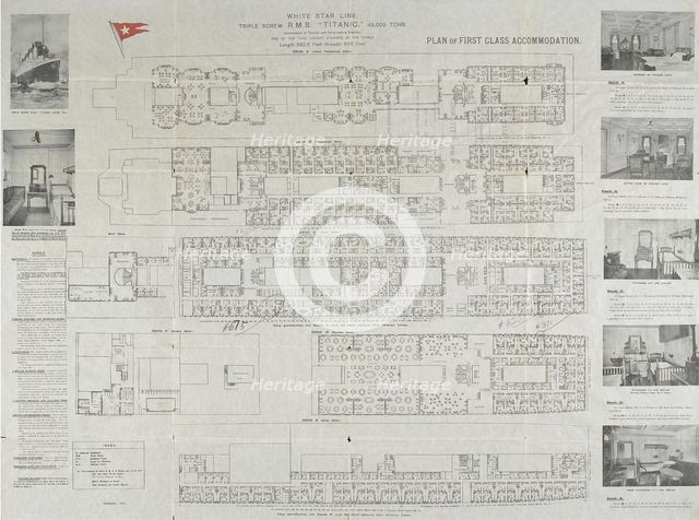 Titanic first class deck plan, 1911. Artist: Anonymous  