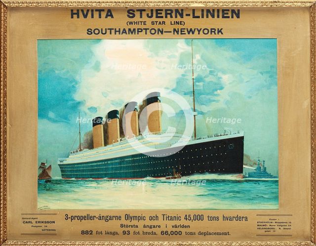 Titanic & Olympic, c. 1911. Artist: Mann, James Scrimgeour (1883-1946)
