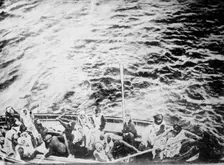 Titanic survivors on way to rescue-ship Carpathia, 1912. Creator: Bain News Service