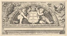 Titeplate to series of prints after Poloidoro, title on a shield supported by two putti, 1658. Creator: Giovanni Battista Galestruzzi