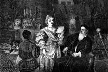 "Titian and his God-Daughter - a Sonnet from Peter Aretin" - painted by W. H. Kearney - from the Exh Creator: Unknown
