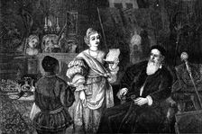 "Titian and his God-Daughter - a Sonnet from Peter Aretin" - painted by W. H. Kearney - from the Exh Creator: Unknown