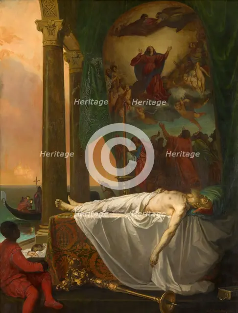 Titian Lying in State at the Palazzo Barbarigo, 1862. Creator: Joseph Nicolas Robert-Fleury.