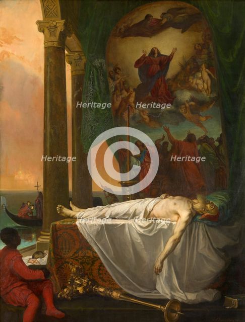 Titian Lying in State at the Palazzo Barbarigo, 1862. Creator: Joseph Nicolas Robert-Fleury.
