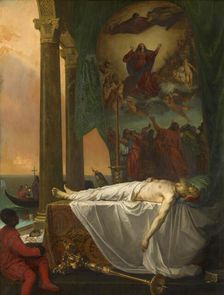 Titian Lying in State at the Palazzo Barbarigo, 1862. Creator: Joseph Nicolas Robert-Fleury