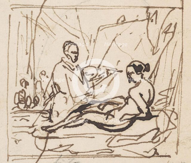 Titian Painting his Venus, (c1530s), c1860s. Creator: Nicaise de Keyser.