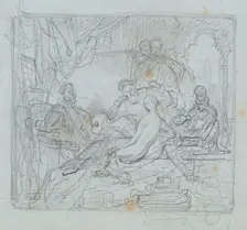 Titian Painting his Venus, (c1530s), c1860s. Creator: Nicaise de Keyser