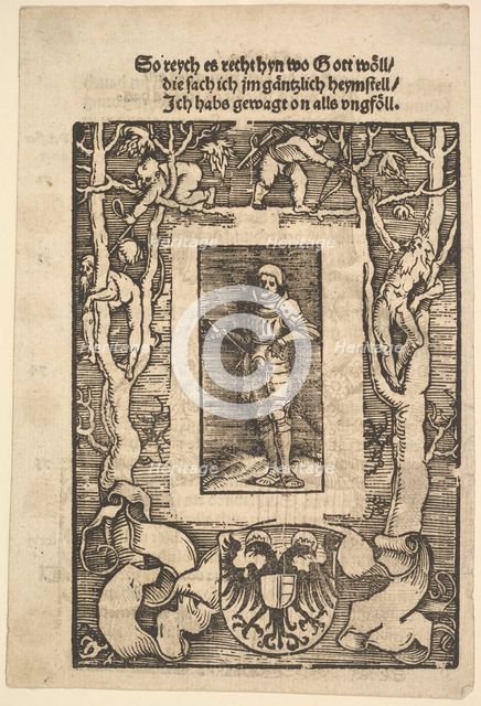 Title Border with Man in Armor in Center, 1513. Creator: Hans Baldung.
