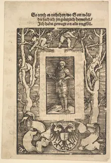 Title Border with Man in Armor in Center, 1513. Creator: Hans Baldung