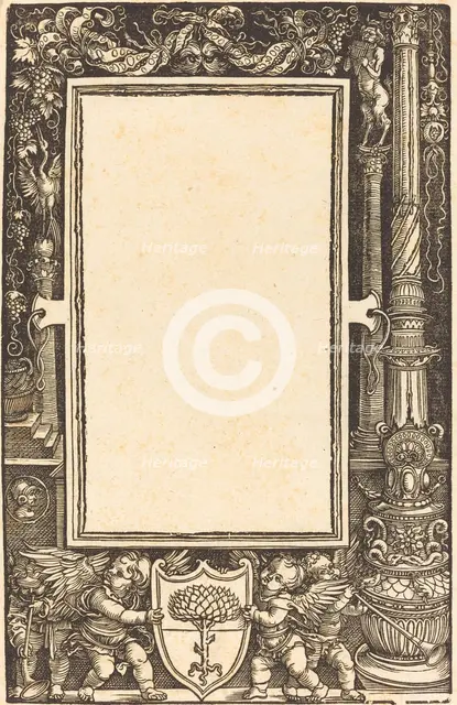 Title-Border with Putti Holding the Pirckheimer Arms, probably 1513. Creator: Albrecht Durer.