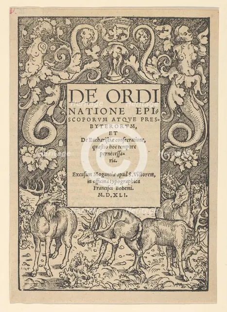 Title-border with Three Stags and a Hind, early 16th century. Creator: Hans Cranach.