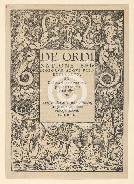 Title-border with Three Stags and a Hind, early 16th century. Creator: Hans Cranach.