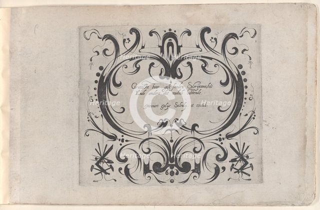 Title for the Print Series 'Grateske voer golt smeden Schrijnwerkers Ende andere ..., ca. 1610-1630. Creator: Meinert Gelijs.