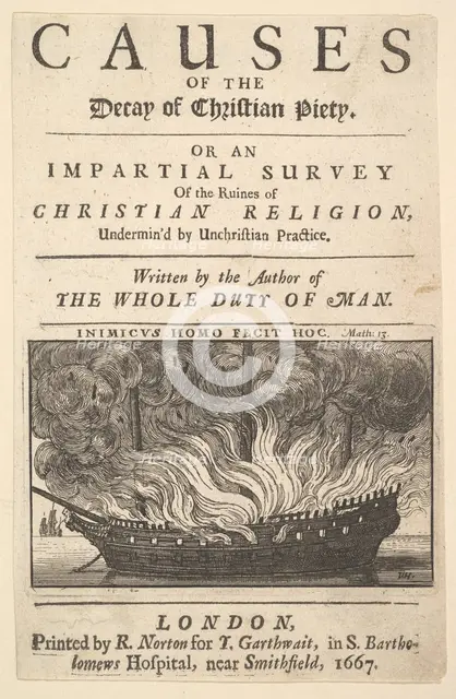 Title page: The Causes of the Decay of Christian Piety, 1667. Creator: Wenceslaus Hollar.