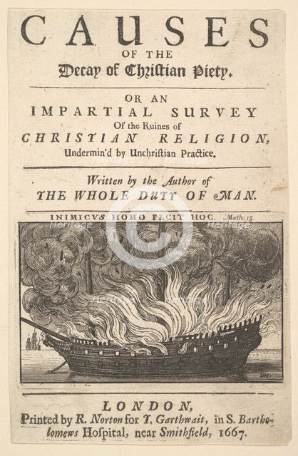 Title page: The Causes of the Decay of Christian Piety, 1667. Creator: Wenceslaus Hollar.