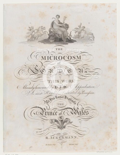 Title Page, The Microcosm of London, 1808., 1808. Creators: Robert Ashby, Thomas Williamson.