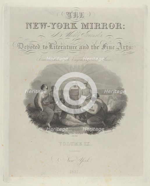 Title Page: The New York Mirror, A Weekly Journal, Devoted to Literature and the Fine Arts..., 1831. Creator: Asher Brown Durand.